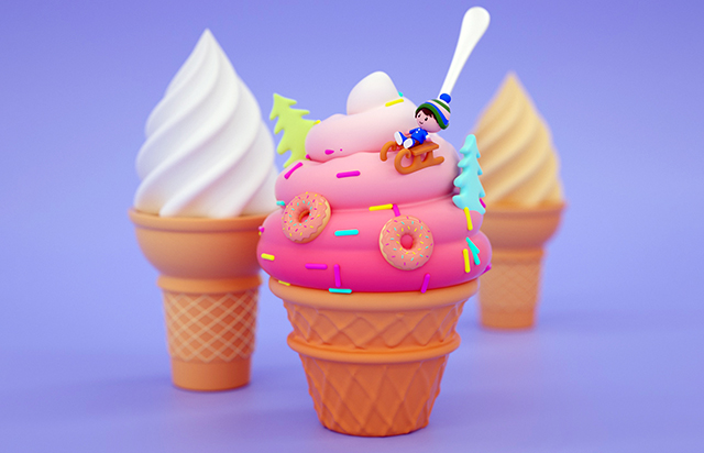 个性定制初夏冰淇淋C4D创意模型素材下载插图