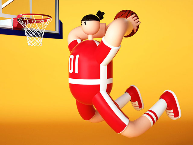 卡通风格篮球运动人物C4D元素素材下载插图