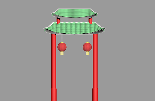 牌坊大门 中式建筑 古建筑3d模型插图