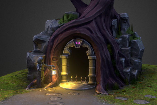 地下城地牢大门洞穴入口blend手绘游戏场景模型下载插图