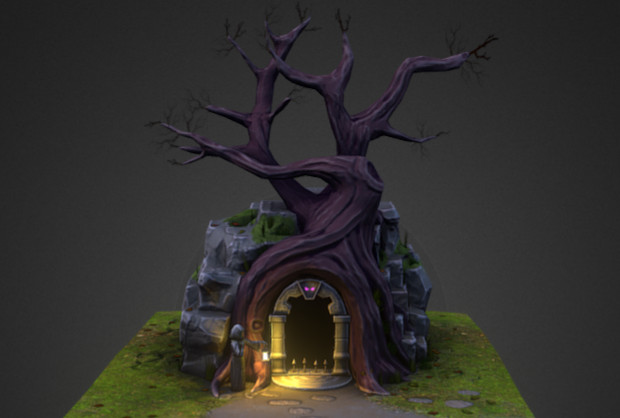 地下城地牢大门洞穴入口blend手绘游戏场景模型下载插图1