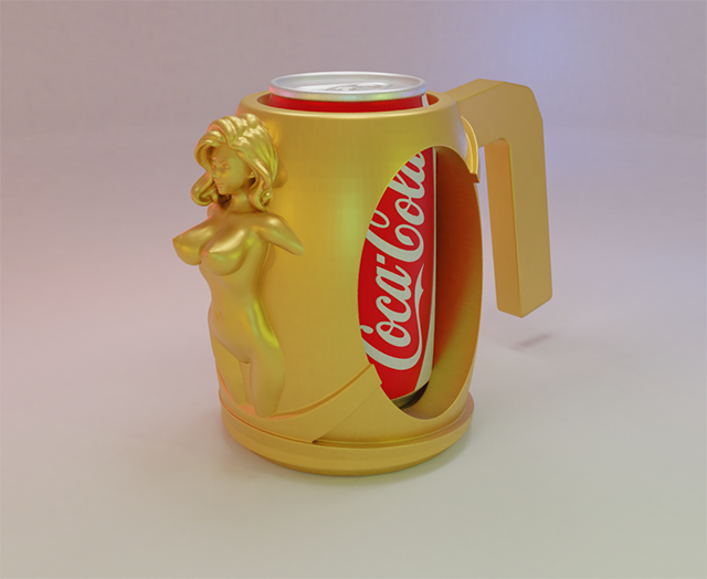 可爱女孩啤酒罐支架3D打印模型插图