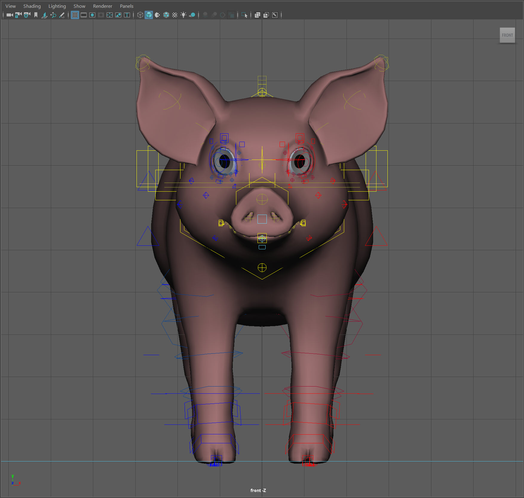 Little cartoon pig Booboo rig卡通小猪Booboo装备maya绑定模型插图10