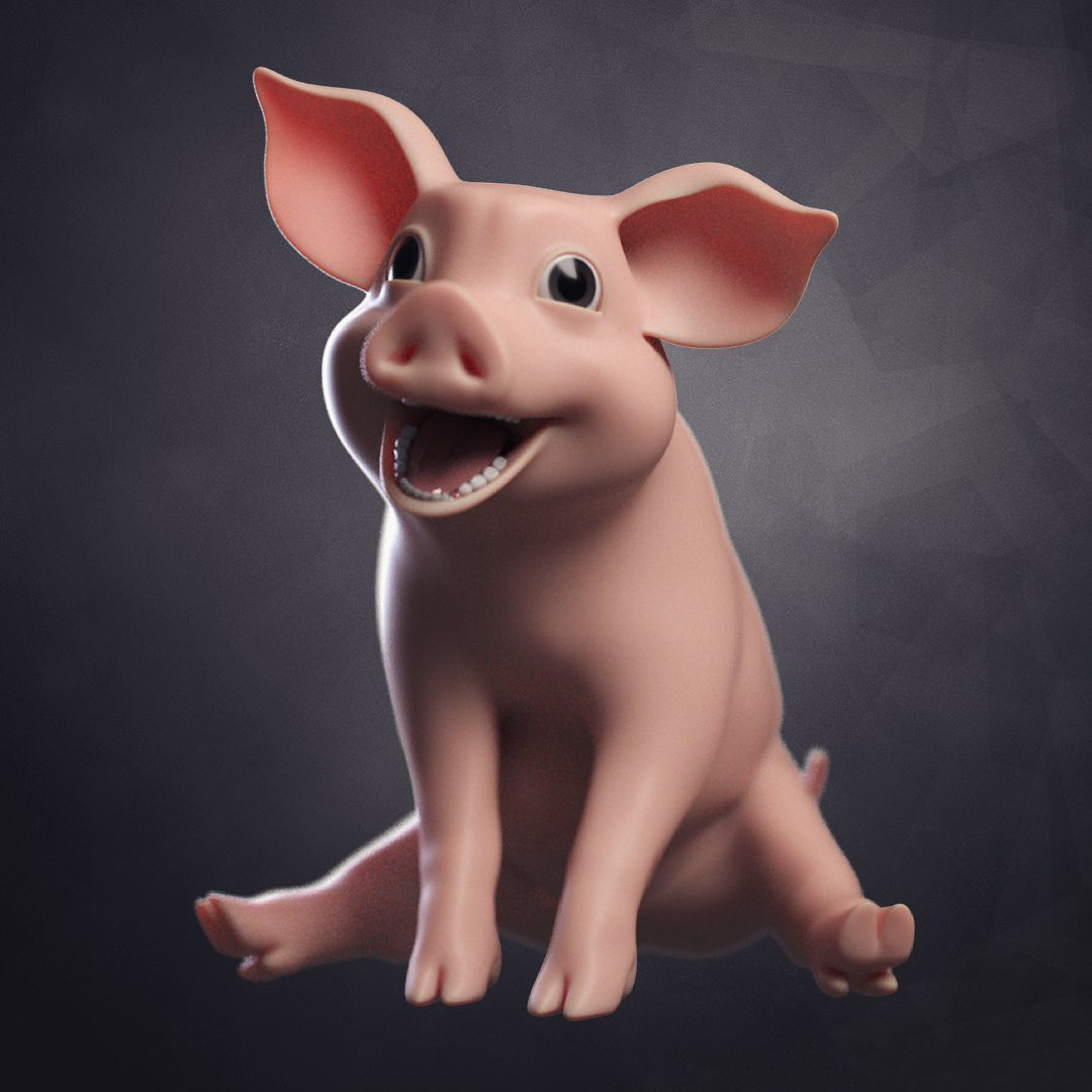 Little cartoon pig Booboo rig卡通小猪Booboo装备maya绑定模型插图6