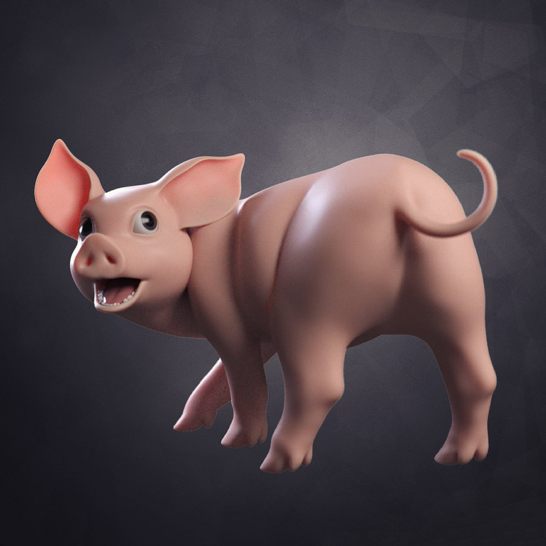 Little cartoon pig Booboo rig卡通小猪Booboo装备maya绑定模型插图5