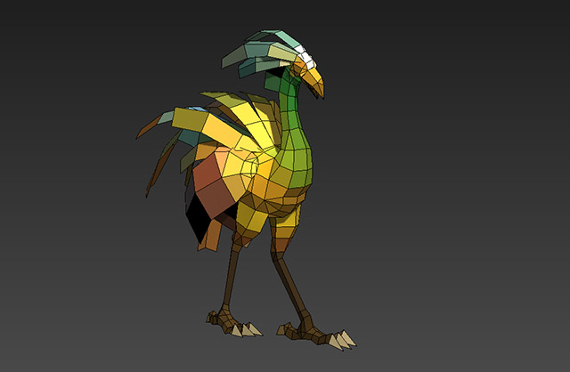 彩色鸵鸟低多边形模型插图1