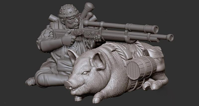 狙击手 猎人 森林战士 抢手 猪3d打印模型插图