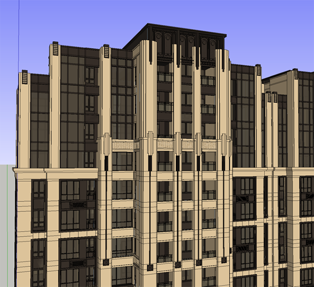 高层住宅新古典风格SketchUp单体模型插图2