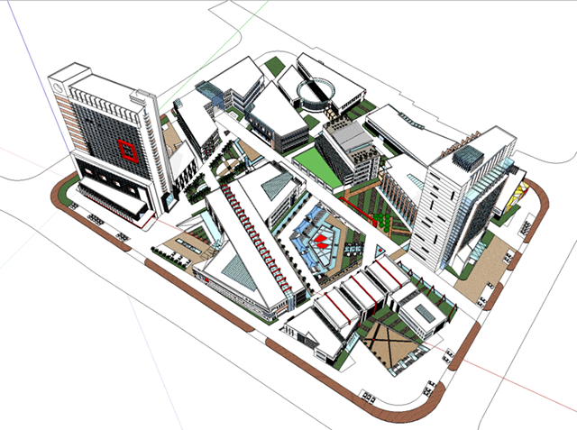 城市综合体精细SketchUp模型插图