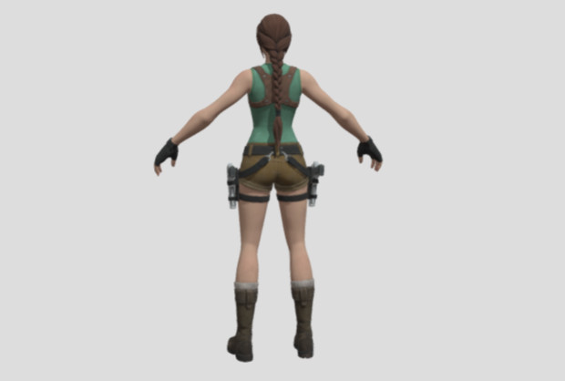 长辫子帅气女战士 美女 长腿女孩 现代角色 萝莉 御姐 劳拉 探险游戏3d模型插图1