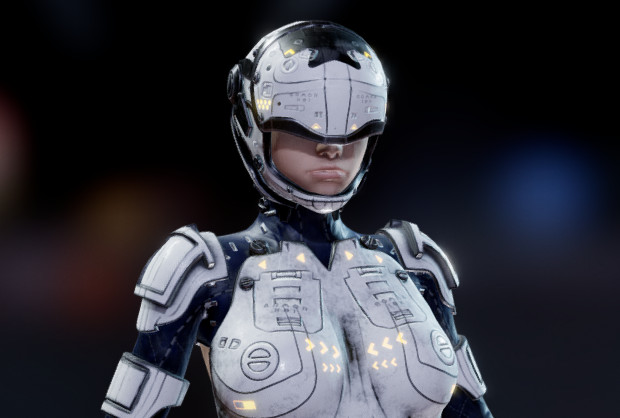 盔甲科幻机器人 宇航员 太空服 科幻女战士 空间站 太空人 次世代3d游戏模型插图1