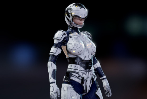 盔甲科幻机器人 宇航员 太空服 科幻女战士 空间站 太空人 次世代3d游戏模型插图2