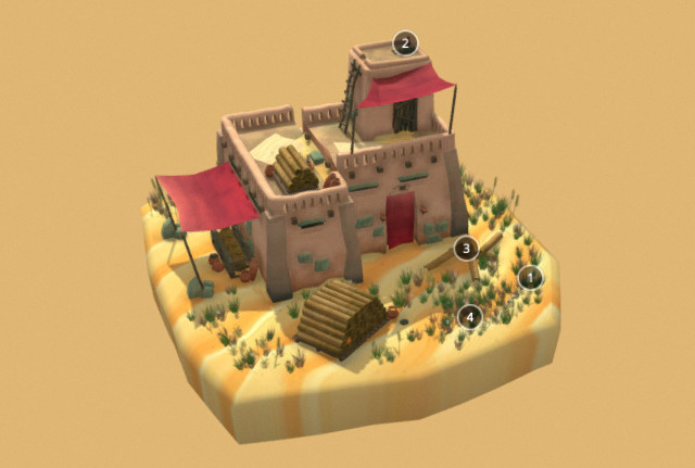 古老的埃及城堡3d模型插图