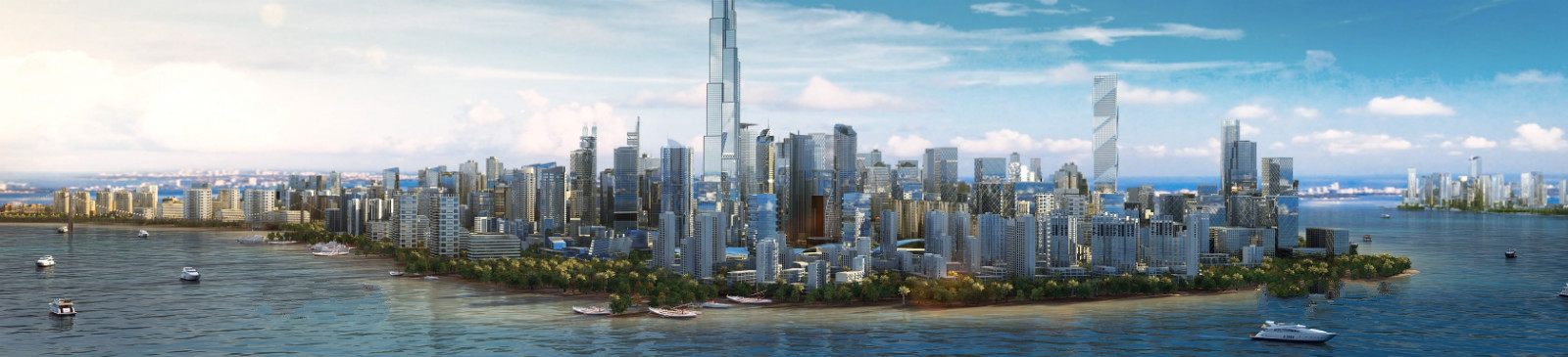 黄金海岸线中央科技现代都市摩天轮建筑群3d模型插图
