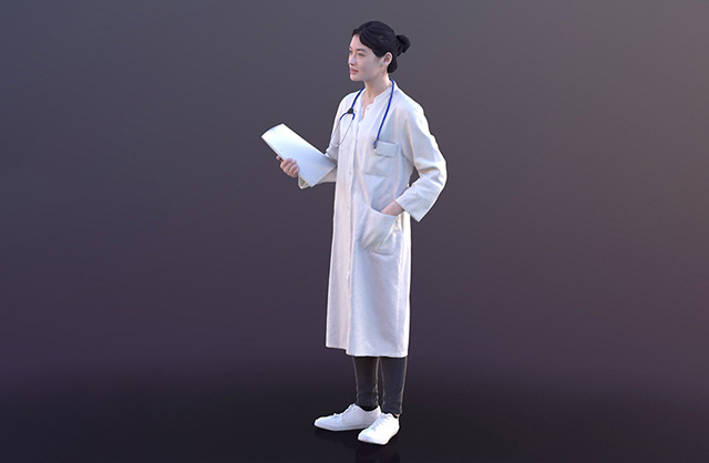 住院部巡房女医生 女护士 白衣天使3d写实模型插图1