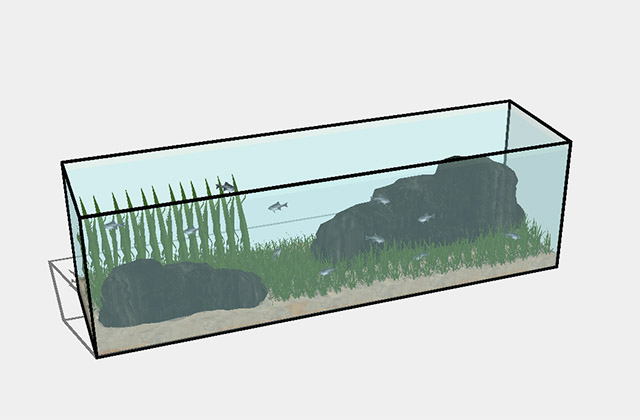 水族馆 玻璃鱼缸 鱼缸 造景sketchup模型插图