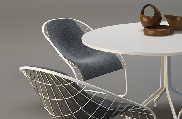 咖啡厅餐桌家具组合3d模型插图1