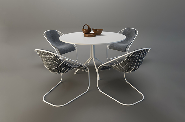咖啡厅餐桌家具组合3d模型插图