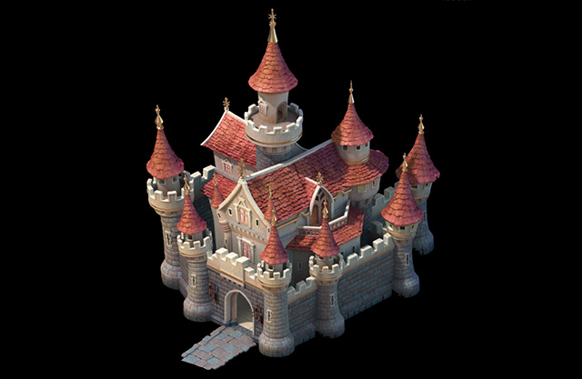 白雪公主的城堡建筑3d模型插图