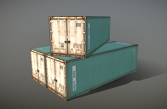 集装箱金属容器3d模型插图