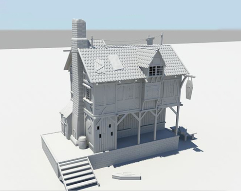 中世纪建筑 木房子 木屋 住宅maya模型下载插图