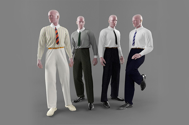 男士衬衫西裤领带商务人士服装3d模型插图