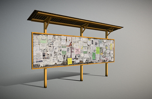 布告栏 公告栏 张贴栏 出租信息张贴栏 广告栏3d模型插图
