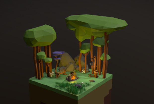 lowpoly森林篝火blend模型插图