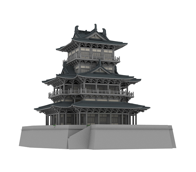 中式阁楼 塔楼 白鹤楼 寺庙 古建筑3d模型插图