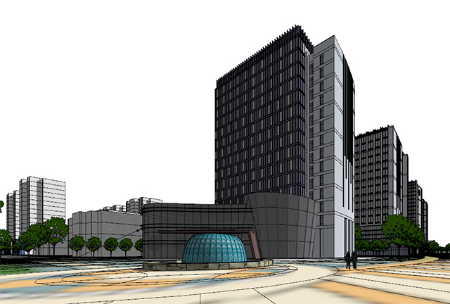 现代风格商业综合体和住宅区规划SketchUp模型插图1