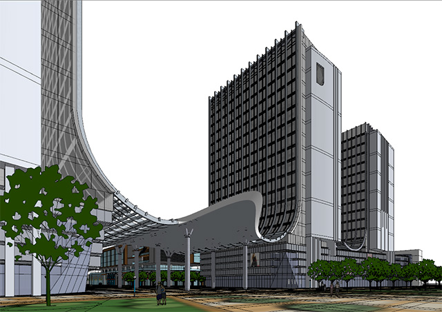 现代风格商业综合体和住宅区规划SketchUp模型插图2