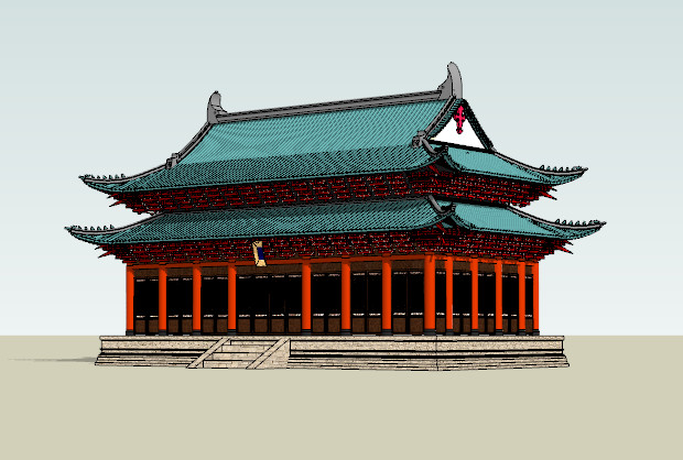 重檐歇山顶建筑中国古代建筑SketchUp模型插图