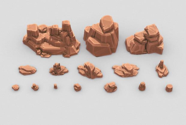 沙漠 岩石 石头lowpoly模型包下载插图