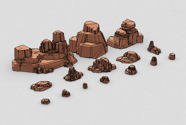 沙漠 岩石 石头lowpoly模型包下载插图1