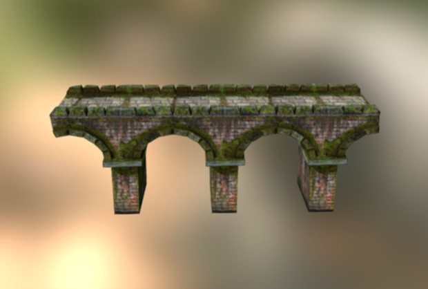 长满青苔的拱形石桥3d模型插图1