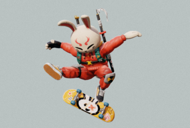 疯狂的兔子武士滑板手3d模型下载插图