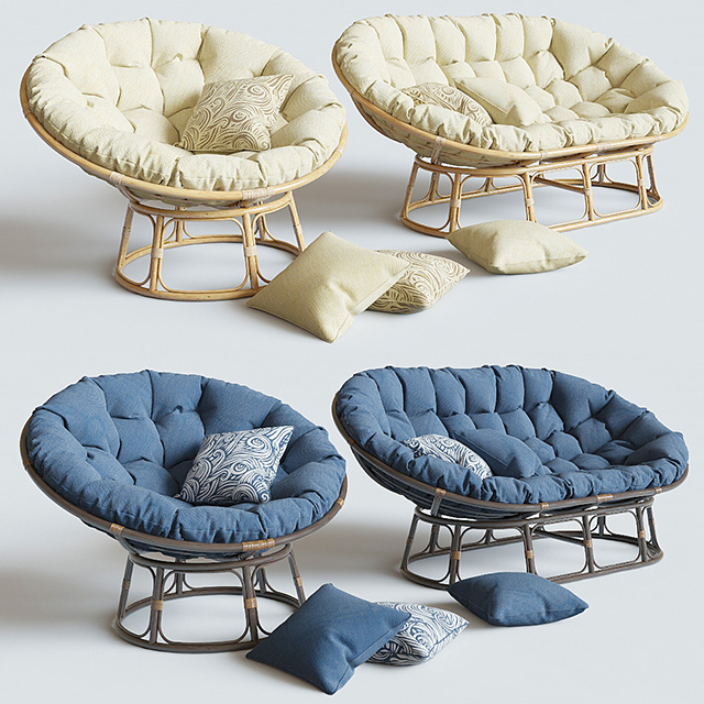 椭圆形扶手椅家具组合3d模型插图