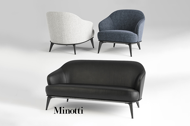 沙发和椅子3d模型插图