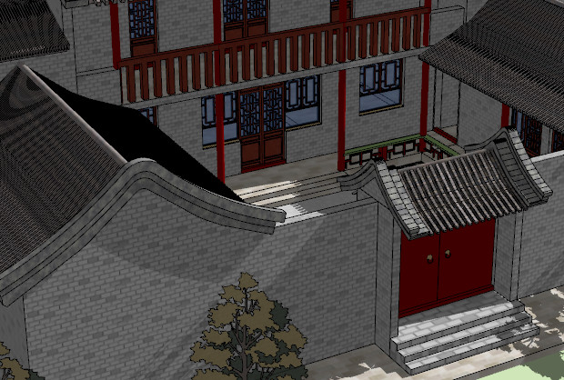 卷棚顶中国传统民居SketchUp模型插图1