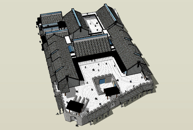 古城堡 仿古建筑 中式建筑 商业综合体sketchup模型插图