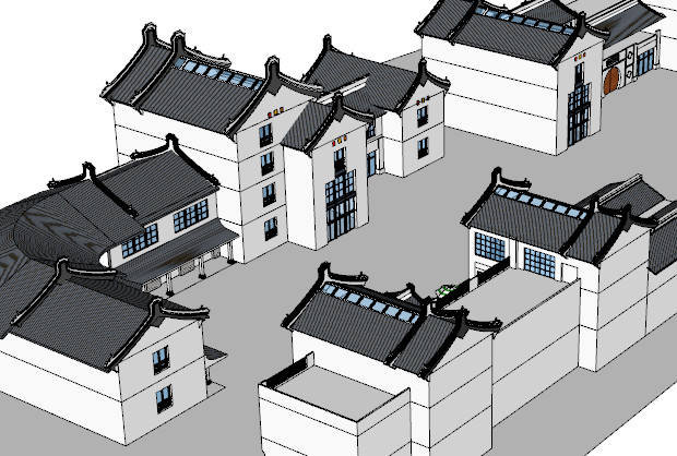客家-整体商业街sketchup模型插图1