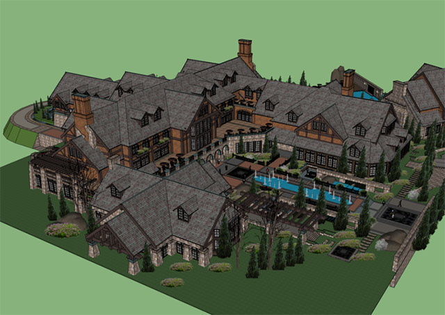 英式风格城堡度假酒店SketchUp模型插图