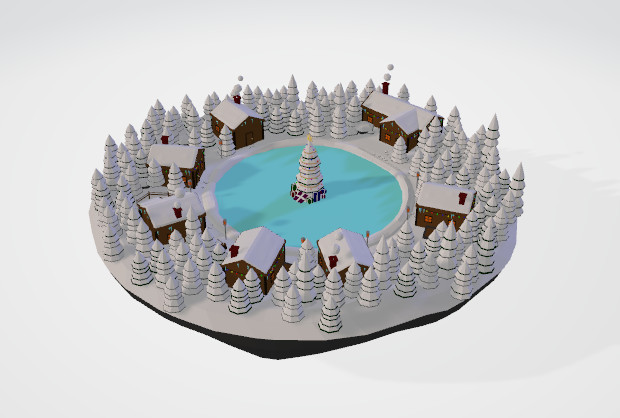 lowpoly圣诞节冬季雪景场景插图