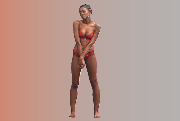内衣女孩站立真实生活人体扫描3d模型插图1