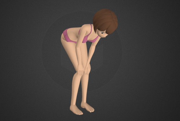 弯腰女孩姿势动漫人物3d模型插图