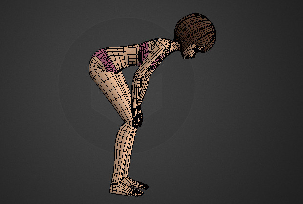 弯腰女孩姿势动漫人物3d模型插图1