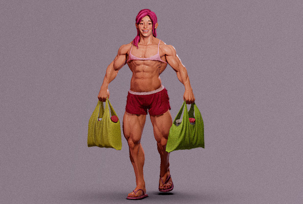 搞笑韩国肌肉男大叔健身运动员人物模型插图