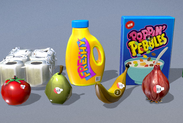 冰箱里面食物杂货包Low poly游戏素材模型插图1