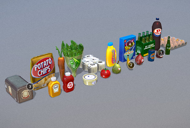 冰箱里面食物杂货包Low poly游戏素材模型插图
