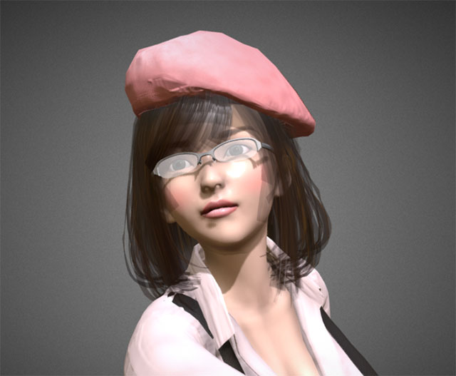 坐着的动漫女孩3d模型插图1